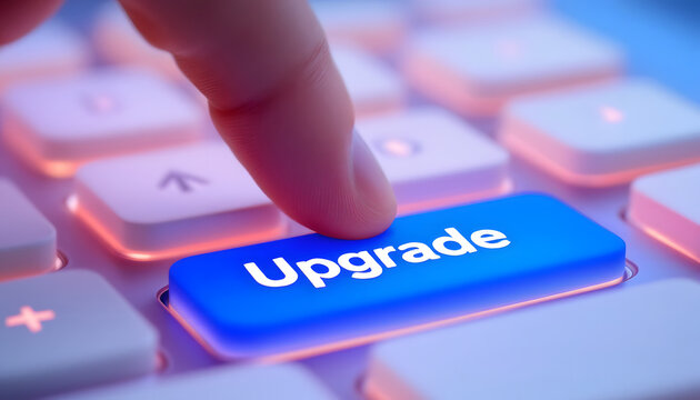 Upgrade Key Pressed, Software Upgrade, System Upgrade, Finger on Upgrade Button, Keyboard Upgrade, System Enhancement