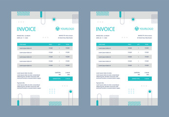 Minimal Corporate Business Invoice design template vector illustration bill form price invoice. Creative invoice template vector. business stationery design payment agreement design template