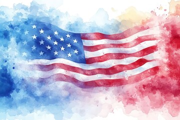 a watercoloreffect independence day cover featuring a waving flag blending red white and blue hues in an artistic representation that celebrates patriotism and national pride
