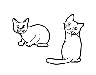 猫イラスト12　線画手描き