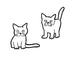 猫イラスト5　線画手描き