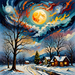 Fototapeta premium Moon oil painting wall art