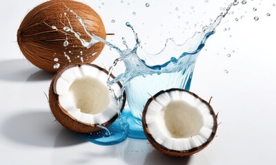 Refreshing splash of water and coconuts captures tropical vibes