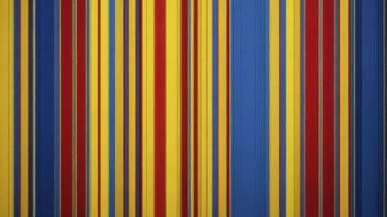 Obraz premium Photograph of vertical, narrow, alternating red, yellow, and blue stripes, creating a vibrant pattern