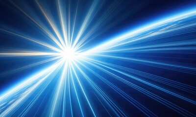 Obraz premium Radiant cosmic sunrise and light beams over earth horizon