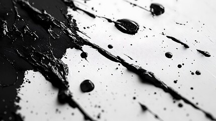 Abstract Black Ink Splashes on White Background