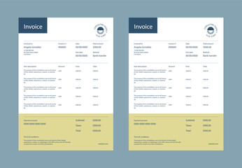 Minimal Corporate Business Invoice design template, Creative invoice template, payment agreement design and business invoice design