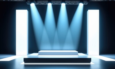 Illuminated stage with dramatic lighting for events and performances