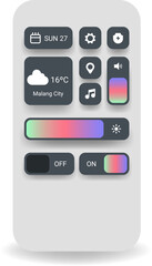 Control Center User Interface Template With Modern Gradient Sliders And Weather Widget