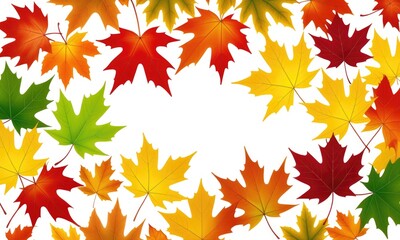 Obraz premium Colorful autumn leaves pattern with vibrant red, orange, yellow, and green foliage