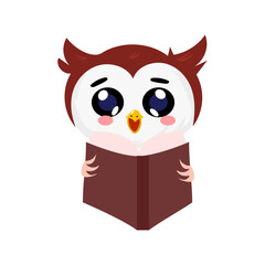 cute illustration of animal reading book. owl, koala, donkey, elephant,panda, goat, pig, giraffe. education toddler book