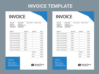 Minimal Corporate Business Invoice design template, Creative invoice template, payment agreement design and business invoice design