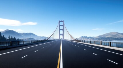 Fototapeta premium A clear view of a bridge spanning a calm body of water.