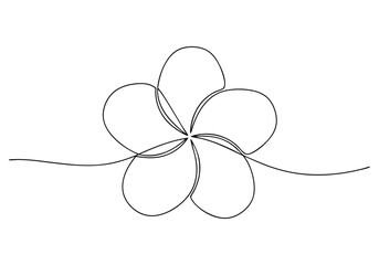 Continuous One-Line Drawing of a Plumeria Flower - Minimalist Tropical Art