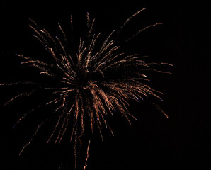 Obraz premium Stunning fireworks display during the 2025 New Year celebrations captured in vivid detail. A vibrant explosion of light and color lighting up the night sky.