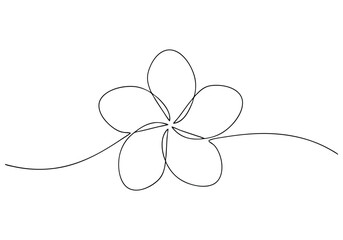 Continuous One-Line Drawing of a Plumeria Flower - Minimalist Tropical Art
