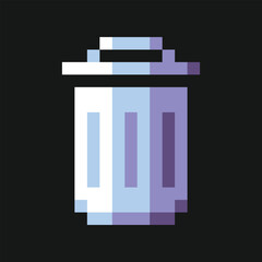 pixel art trash icon with black and white color ,good for your game asset and project.