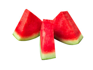 Watermelon triangle slices  isolated on white background. Clipping path.