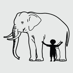 Elephant line art silhouette design art and illustration