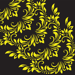 Seamless pattern with yellow  flowers on a black background