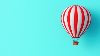 Naklejka premium A colorful hot air balloon against a bright blue background.