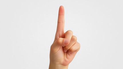 Index Finger Pointing Up Woman Hand Gesture Isolated White Background Touch Click Choice Concept