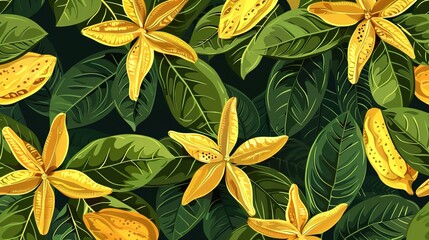 Fototapeta premium starfruit seamless pattern wallpaper