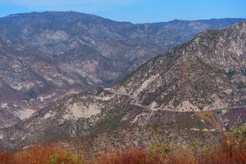 Majestic Mountain Range with Winding Road in Southern California