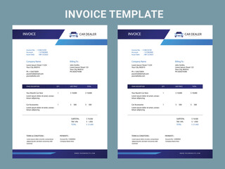 Abstract modern colorful business invoice template. color variation creative invoice Template Paper Sheet Include Accounting, Price, Tax, and Quantity. With color variation Vector illustration of Fina