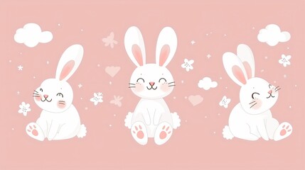 Obraz premium Abstract Bunny Poster with Paws and Hare - Creative Design Inspiration