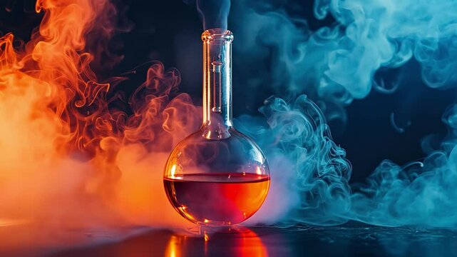 bong on table in smoke. Selective focus