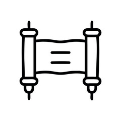 Black line art illustrations of Torah scrolls. Torah icon Black line art vector logo, Torah icon Black line art vector.