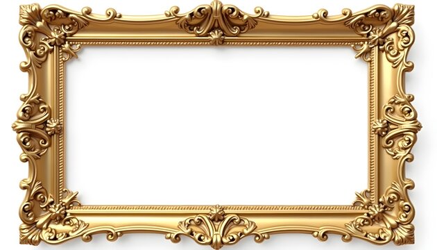 Classic Gold Frame With Beveled Edges, Baroque-Inspired Gold Frame