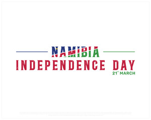 NAMIBIA Independence Day vector design on a white background with flag typography, Typographic Design of NAMIBIA National Day, NAMIBIA typography, Flag typography of Namibia
