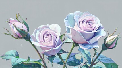 Delicate pastel roses, soft light, floral bouquet.