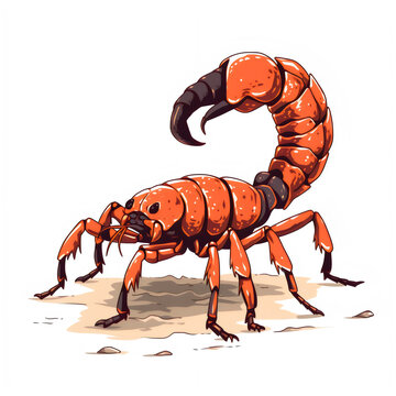 orange scorpion standing on sand clip art preview