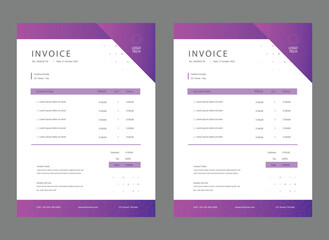 Clean and simple business invoice template. color variation creative invoice Template Paper Sheet Include Accounting, Price, Tax, and Quantity. With color variation Vector illustration of Finance