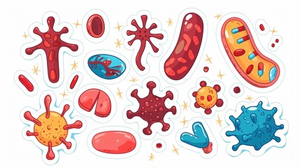 Professional Medical Sticker with Blood Vessel Erythrocyte Icon