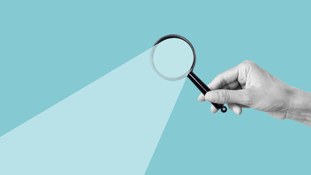 Research analysis is shown using magnifying glass. Learn something new and Education concept