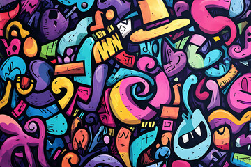 Obraz premium A vibrant abstract illustration filled with playful shapes and colors.