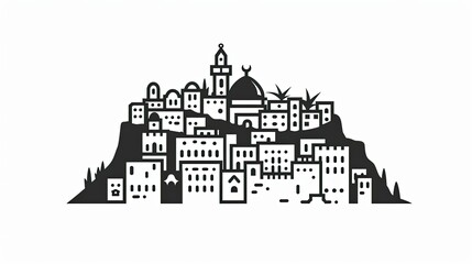 Obraz premium Simple vector logo of the old city of Jerusalem
