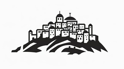 Obraz premium Simple vector logo of the old city of Jerusalem