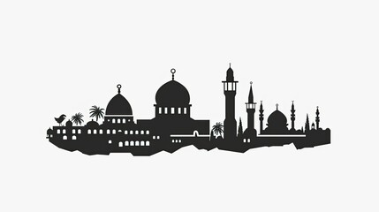 Obraz premium Simple vector logo of the old city of Jerusalem