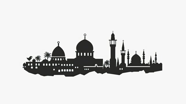 Simple vector logo of the old city of Jerusalem