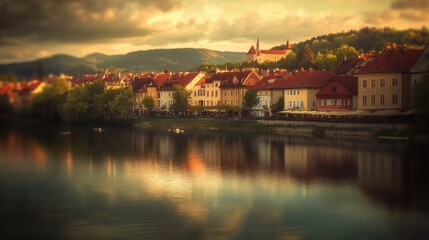 Obraz premium A bright sunny morning in a quaint village 