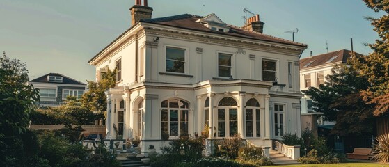 Obraz premium Large Historic Family House with Classical Columns and Dormer Windows in Brighton,
