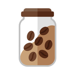 Coffee Beans in Glass Jar Vector Illustration ? Cartoon, Clipart, and Line Art Design.eps