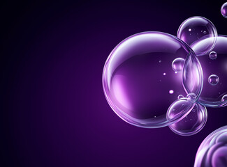 Dark purple background with small bubbles