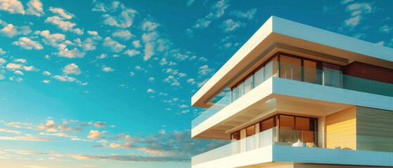 Fototapeta premium luxurious modern house exterior over blue sky background