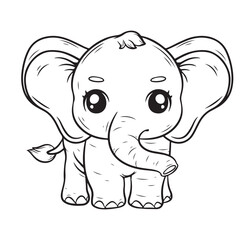 illustration art cute elephant black and white line art tattoo and t-shirt design